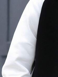 1 pieza Sudadera con capucha de forro polar suelta con color de contraste, versátil y cómoda para deportes al aire libre, primavera/otoño, para niños - Negro - Ver 4