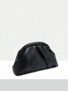 Vintage minimalistischer gehäkelter SIA Damen Strandtasche, Muster mit Meerschnecken, Angola rote Nieten Dekoration, großvolumige gefältelte wolkenförmige Clutch Handtasche, geeignet für Partys, Lässig-Outfits und den täglichen Gebrauch