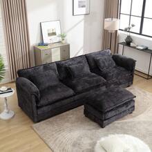 Modern Large Boucle Fabric L-Shape Sectional Chenille Fabric, Movable Pedals, Detachable Armrests, Oversized Three-Seat Sofa