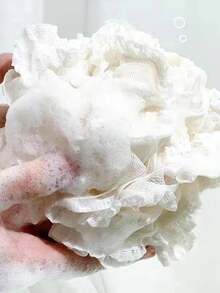 优质蕾丝沐浴海绵，带挂环的柔软去角质沐浴球，豪华水疗沐浴丝瓜络，个人护理沐浴工具，家庭浴室配件，适用于家庭水疗沐浴 - 白色 - 查看 3