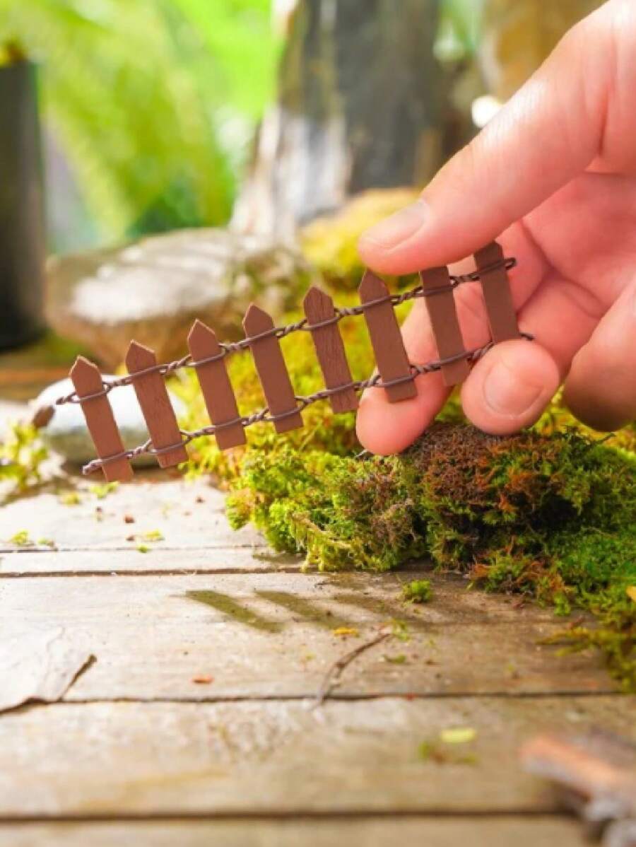 Prsildan Miniature Fairy Garden Fence, DIY Wood Picket Fence Mini