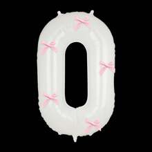 40" roze strikdecoratie witte cijfers folie ballonnen 0-9, roze strikdecoratie, geschikt voor verjaardagsfeestjes, Valentijnsdag, jubileum, bruiloft, Kerstmis, nieuwjaarsdecoratie