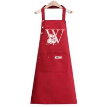1pc Letter Series Red Base Colorful Letters & Holographic Flower Pattern Cute Heart Printed Apron, Perfect For Parties And Weddings, Made Of Peach Skin Fabric,Kitchen,Bathroom,Home,Household Suppliers-Unique Name Initials Meaning Style - Pink Flowers - View 26