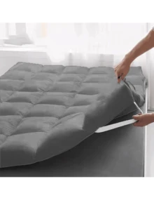Pillow Top Mattress Protector With A Feather-Like Touch – Super Soft – Available In All Sizes – Various Colors - Xám - Xem 1