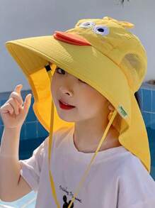 Bucket Hat For Kids Beach Pool Travel Sun Protection UV50+ - 黃色 - 查看 4