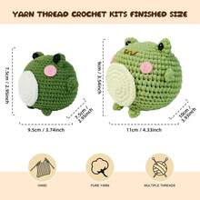 Bộ 2 món/bộ đồ móc hình con ếch hoạt hình, bộ đồ móc hình động vật cho người mới bắt đầu kèm móc Bộ đồ móc hình động vật tích cực kèm video hướng dẫn từng bước, quà tặng sáng tạo cho tiệc sinh nhật và lễ hội, đồ thủ công mỹ nghệ trang trí nhà cửa - Nhiều màu - Xem 2