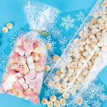 50 个雪花糖果袋圣诞礼品袋，配有 50 个金色扭结带，透明玻璃纸礼品袋，用于庆祝派对用品，包含礼物、饼干、糖果和塑料零食袋，万圣节和新年礼品袋 - 無色 - 查看 7