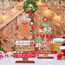 2 cái/bộ, 1/185 Bộ Cây thông Noel bằng gỗ để bàn, biển gỗ để bàn được thiết kế hình người bánh gừng, đồ trang trí Giáng sinh mini mộc mạc cho gia đình, khách sạn, cửa hàng, quán bar, trang trí bàn chợ - Nhiều màu - Xem 2