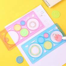 花卉图案尺子，创造令人惊叹的螺旋画透明模板绘画尺塑料拼图游戏和圣诞礼物 - 彩色 - 查看 8