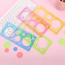 花卉图案尺子，创造令人惊叹的螺旋画透明模板绘画尺塑料拼图游戏和圣诞礼物 - 彩色 - 查看 7