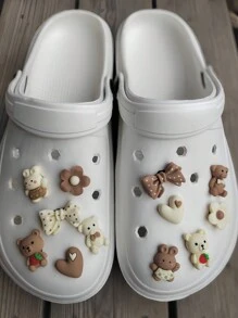 12 sztuk/zestaw kokarda, niedźwiedź, królik, kwiat, zawieszki do butów w kształcie serca, odpowiednie do sandałów i butów plażowych, słodkie akcesoria do butów na wiosnę i lato