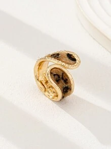 1pc Classic Leopard Print PU Leather Ring, Women's Basic Thick Band, Autumn/Winter - Multicolor - View 2