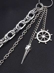 1 件哥特式鸟头链项链，银色金属多层链，朋克风格复古男女通用万圣节配饰 - 彩色 - 查看 6