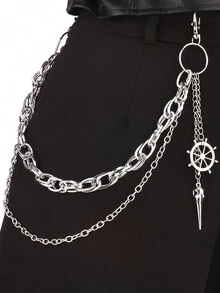 1 件哥特式鸟头链项链，银色金属多层链，朋克风格复古男女通用万圣节配饰 - 彩色 - 查看 4