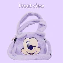 Miniso Disney Mikey Cartoon Plush Handbag Crossbody Bag Furry Winter Hand Clutch Purse Cosmetic Bag Large Tote Bag