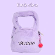 Miniso Disney Mikey Cartoon Plush Handbag Crossbody Bag Furry Winter Hand Clutch Purse Cosmetic Bag Large Tote Bag