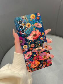 1 pièce Étui de téléphone texturé mat en TPU avec un motif floral coloré, compatible avec les téléphones Apple, Redmi, OPPO, INFINIX