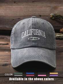 1pc California Sweetcoast Embroidered Washed Baseball Cap, Outdoor Adjustable Sun Protection Leisure Hat, Suitable For Spring Autumn Travel Beach Vacation, Y2K Style For Young People - Baseball Cap - View 6