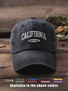 1pc California Sweetcoast Embroidered Washed Baseball Cap, Outdoor Adjustable Sun Protection Leisure Hat, Suitable For Spring Autumn Travel Beach Vacation, Y2K Style For Young People - Baseball Cap - View 4