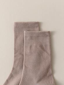 5 đôi tất cổ cao cho nữ, màu Maillard trơn, mềm mại và ấm áp, thời trang và đa năng, phù hợp cho 4 mùa - Nhiều màu - Xem 4