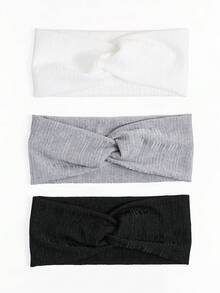 3 件套女士针织扭纹头带，适合日常搭配，秋冬季 - 彩色 - 查看 9