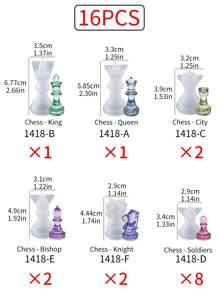 16/17pcs Resin Cast Chess Mold With 3D Full-Size Chess Board Epoxy Silicone Resin Mold, DIY Chess Board Game - White - View 12