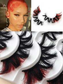5 对 10-18 毫米蓬松、纤长、浓密的彩色假睫毛，眼尾细长交叉，适合化妆风格，适合派对家居 DIY 适合日常生活、婚礼、约会、派对、音乐节、万圣节和圣诞节及浓密睫毛延长