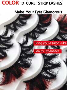 5 对 10-18 毫米蓬松、纤长、浓密的彩色假睫毛，眼尾细长交叉，适合化妆风格，适合派对家居 DIY 适合日常生活、婚礼、约会、派对、音乐节、万圣节和圣诞节及浓密睫毛延长