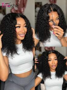 Tinashe 9x6 Wear&Go Glueless Wig Human Hair Pre Plucked Hairline Pre Bleached Knots Pre Cut Lace Customized Curly Bob Wig 250% Density