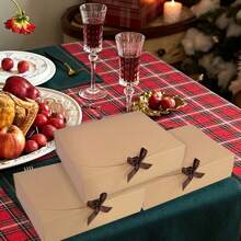 1 hộp/10 hộp quà da bò sang trọng lớn có nơ ruy băng thanh lịch, hộp đựng quà rỗng, hoàn hảo cho đám cưới, tiệc sinh nhật, ngày của mẹ, ngày lễ tình nhân, giáng sinh, halloween, lễ tạ ơn, năm mới, v.v. - màu nâu - Xem 10