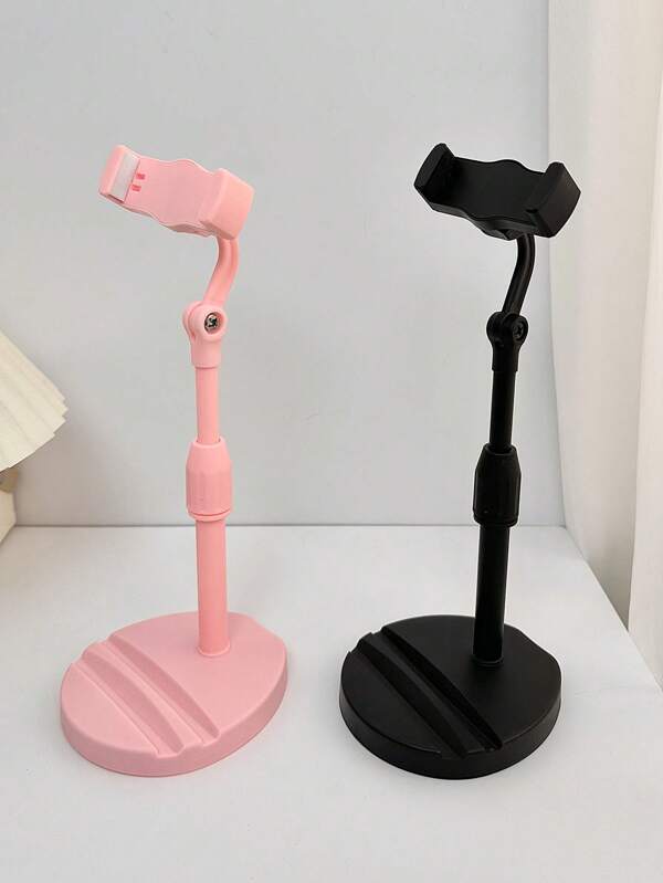 1pc Black/Pink Desktop Phone/Tablet Holder, Minimalist Design With Adjustable & Expandable 360° Rotation For Live Streaming, Portrait & Landscape Modes Compatible With IPhone, Android Phone, Gift For Birthday, Family, Friends Phone Holder, Phone Stand, Phone Accessories