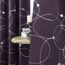 4 PCS Blackout Curtains With Perforated Top Window Treatment, Perfect For Ultra Wide Windows, Triple Weave Design, With Circular And Circular Dots, Used For Bedrooms - Màu tím - Xem 4