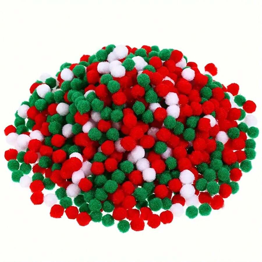 Bộ 100/300/500 quả cầu lông Giáng sinh - 0,39 inch gồm nhiều loại bóng vải màu đỏ, xanh lá cây và trắng dùng để làm đồ thủ công DIY và trang trí ngày lễ - Nhiều màu - Xem 1