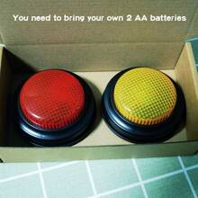 2 件压力释放游戏响应蜂鸣器 - 圆形电子声音按钮，挤压语音盒，宠物声音按钮，带闪光灯的大型按钮语音玩具，有红色、黄色、蓝色、绿色可选，不含电池 - 彩色 - 查看 11