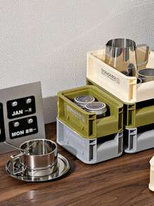 1 件工业风格桌面可堆叠储物箱，DIY 组合收纳架，适用于咖啡、办公室、化妆品、零食、露营、实用 - 綠色 - 查看 5