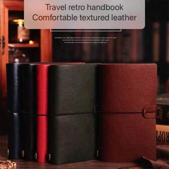 1 件复古风格空白笔记本，多色可选，便携式旅行日记本，80 张/160 页，空白书写备忘录记事本