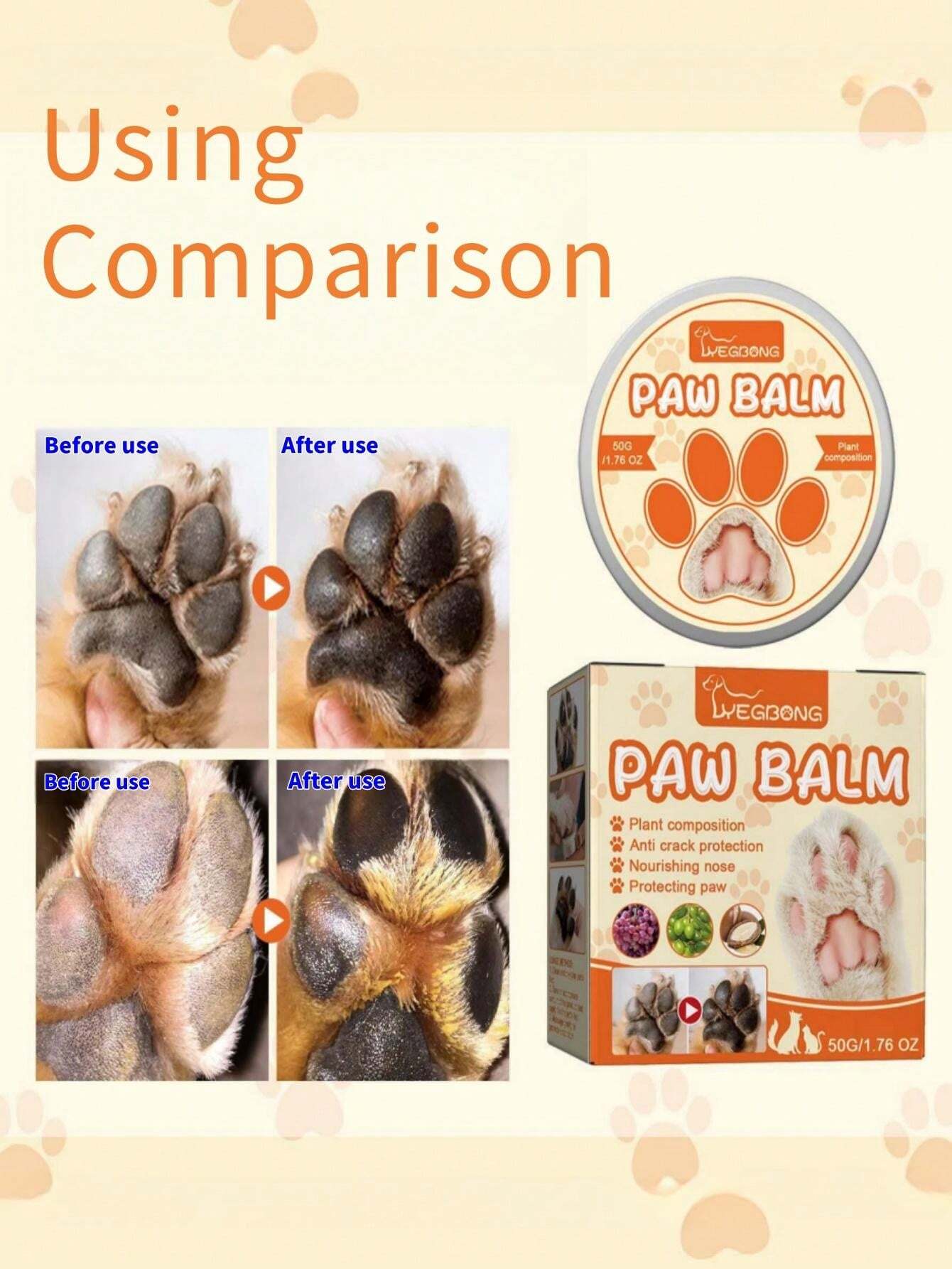 Pet Moisturizing Paw Balm For Dogs & Cats, Nourish Paw Pads, Prevent