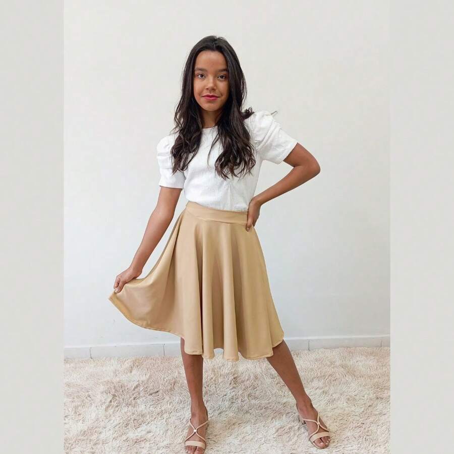 Children's And Teens' Godet Skirt - 米色 - 查看 1