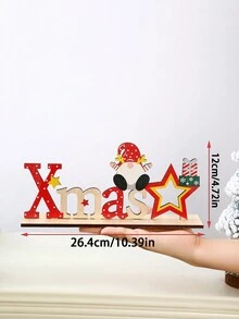 1 件圣诞木制装饰，字母圣诞老人木制装饰桌面装饰派对用品，圣诞礼物，万圣节，万圣节装饰 - 彩色 - 查看 9