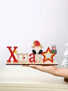 1 件圣诞木制装饰，字母圣诞老人木制装饰桌面装饰派对用品，圣诞礼物，万圣节，万圣节装饰 - 彩色 - 查看 5