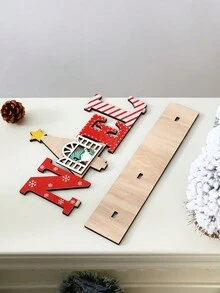 1 件圣诞木制装饰，字母圣诞老人木制装饰桌面装饰派对用品，圣诞礼物，万圣节，万圣节装饰 - 彩色 - 查看 4