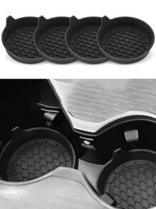 Car Silicone Cup Holder Pad, Black Round Non-Slip Waterproof Coaster Mat For Vehicles