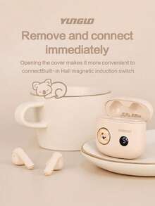 YunGuo 无线耳机 TWS 双重降噪，具有 HIFI 音质，低延迟入耳式设计耳塞，带数字显示屏，兼容 iPhone Android 智能手机 - 白色 - 查看 7