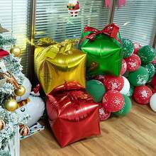 6 cái/bộ 22 inch hộp quà Giáng sinh màu đỏ và xanh lá cây bóng bay giấy bạc, trang trí tiệc Giáng sinh và năm mới - Nhiều màu - Xem 9