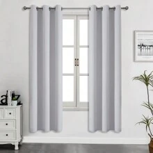 1 of 2 stuks gordijnpanelen met ringen, premium verduisterende thermische gordijnen, drievoudig geweven effenkleurige gordijnen voor slaapkamer, woonkamer, eetkamer, keuken, kast - grijswit - gebroken wit - Bekijken 38