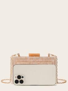 LETODE 4 件水钻首饰套装闪亮项链耳环手链手链套装女士晚宴手拿包亚克力包派对晚宴包时尚优雅女士手持晚礼服金属链条包手提包斜挎包钱包婚礼派对包女士和女孩... - 杏色 - 查看 8