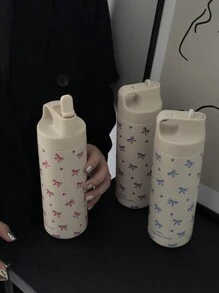 1 件 550ml/18.6oz 真空隔热杯，蝴蝶结和心形设计，防漏翻盖旅行杯，适合旅行、健身房、户外、汽车、四季饮具、节日礼物水瓶返校 - 彩色 - 查看 6