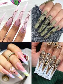 288 khuôn nối móng dài 6 hình dạng, hai đầu trong suốt, dạng bọc toàn bộ, đầu nhọn, hình quan tài, khuôn làm móng nhanh có vạch chia, hộp hỗn hợp dụng cụ làm móng, đồ dùng làm móng, thiết kế salon. - Trong sáng - Xem 7