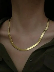 1 Stück Halskette mit Fashion Edelstahl minimalistisch Für Frauen für Alltag - Goldgelb - Übersicht 2