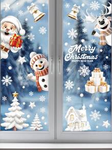 Christmas Window Clings, Snowman Window Decals, Christmas Glass Window Stickers, Winter Holiday Decoration - Multicolor - View 1